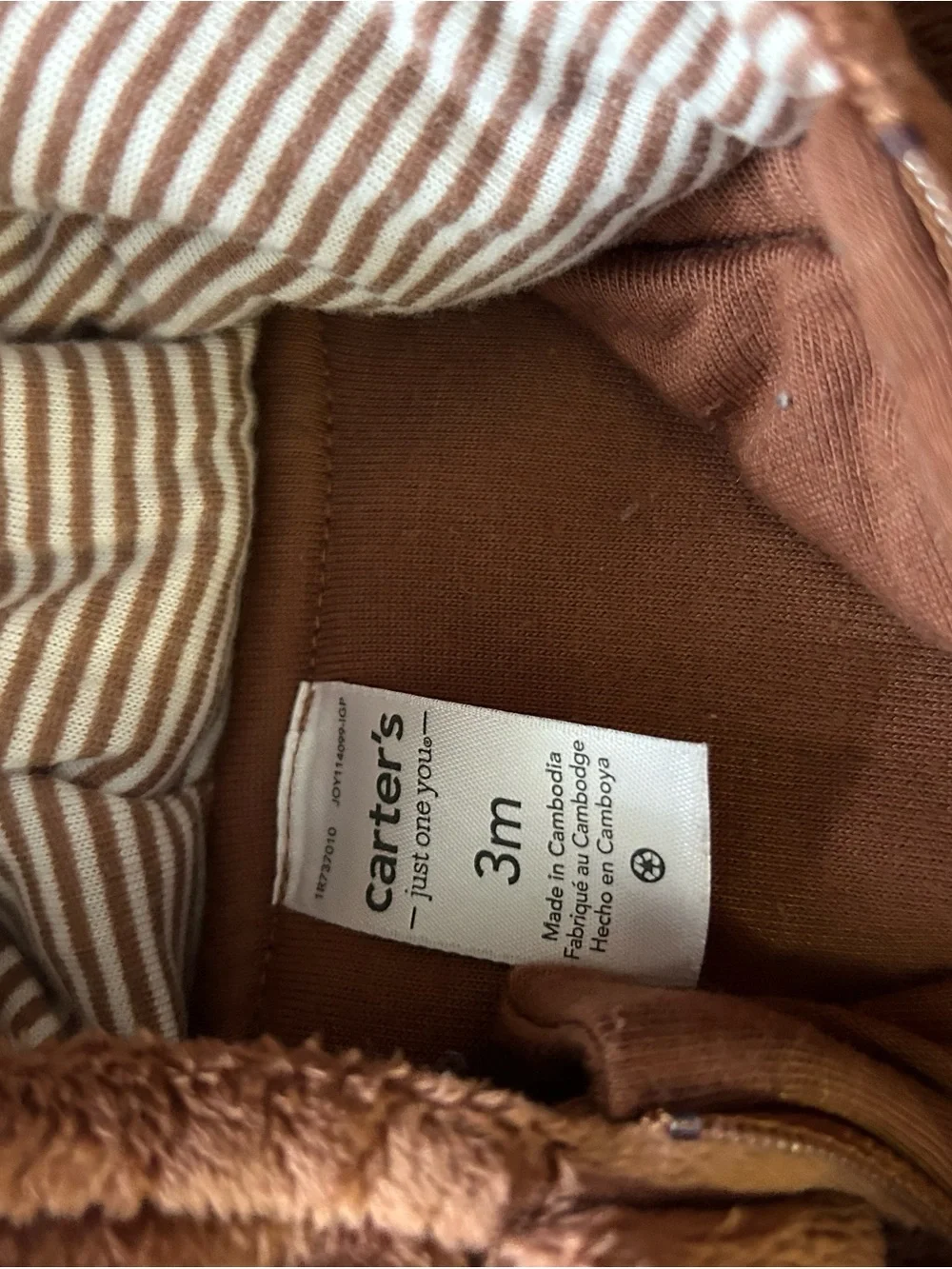 Carter's Brown Fleece Bear Hooded Footed One-Piece